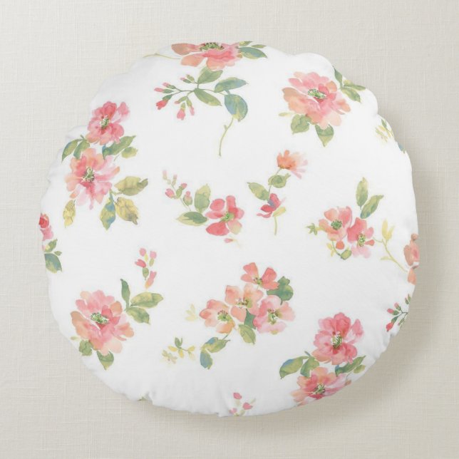 Flower pattern round cushion (Front)