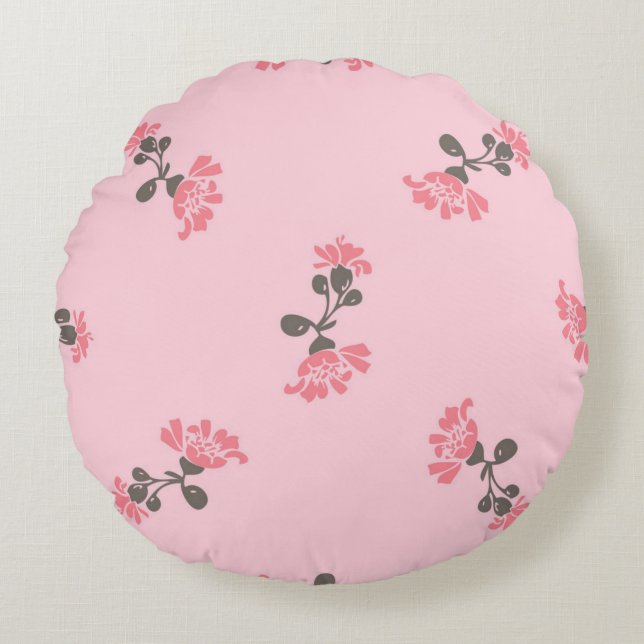 Flower pattern round cushion (Front)