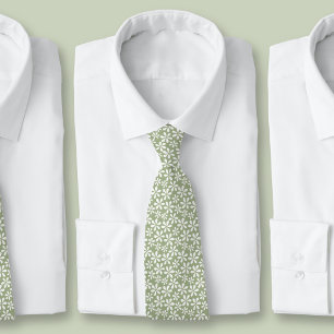 Flower Pattern Sage Green Modern Pretty Floral Tie