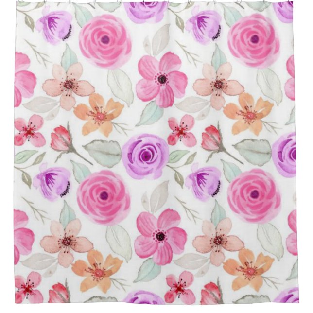 Flower pattern shower curtain (Front)