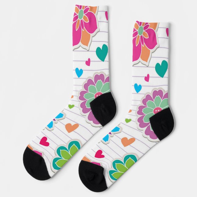 Flower pattern socks (Left)