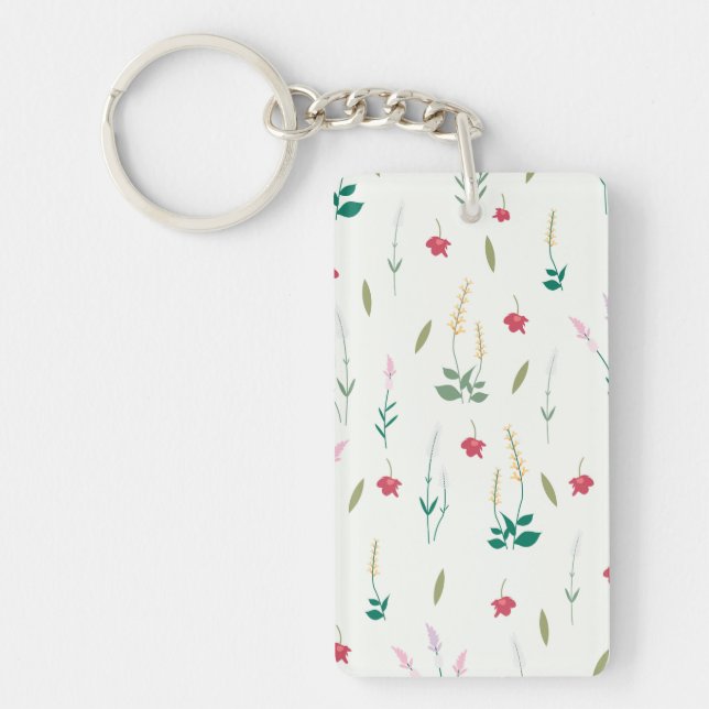 Flower Pattern Spring Floral Acrylic Key Ring (Front)