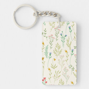 Flower Pattern Spring Floral Acrylic Key Ring
