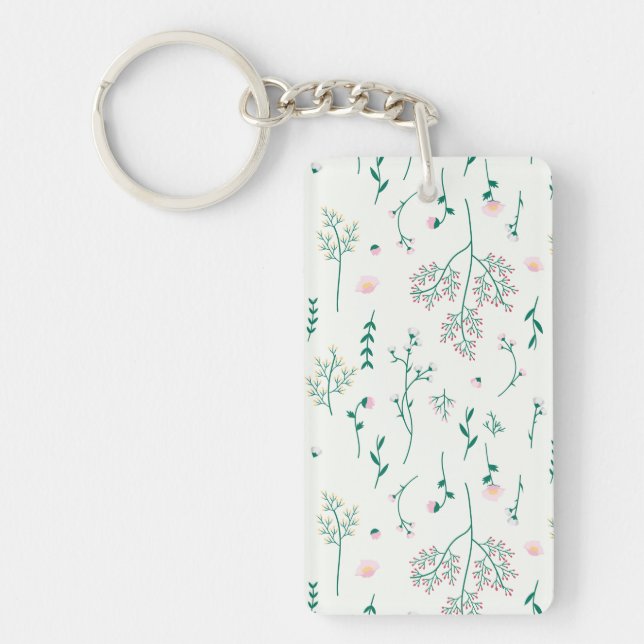 Flower Pattern Spring Floral Acrylic Key Ring (Front)