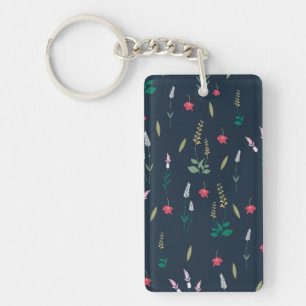Flower Pattern Spring Floral Acrylic Key Ring