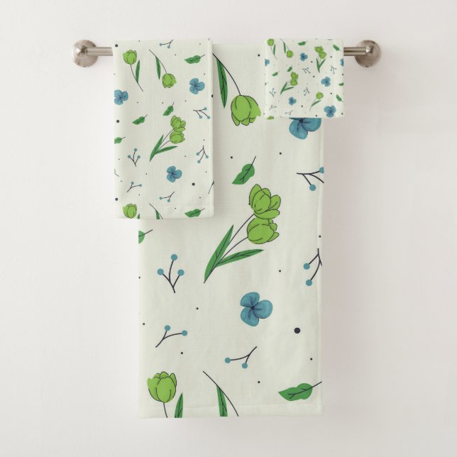 Flower Pattern Spring Floral Bath Towel Set (Insitu)