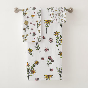 Flower Pattern Spring Floral Bath Towel Set