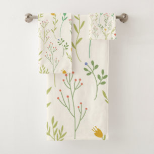 Flower Pattern Spring Floral Bath Towel Set