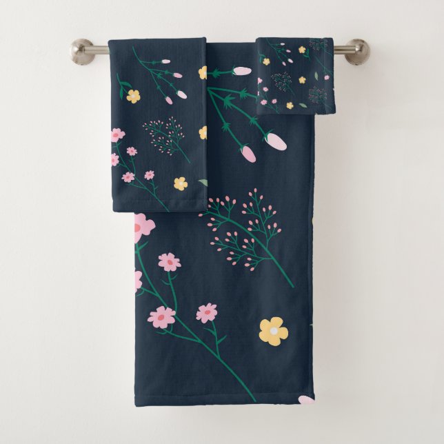 Flower Pattern Spring Floral Bath Towel Set (Insitu)