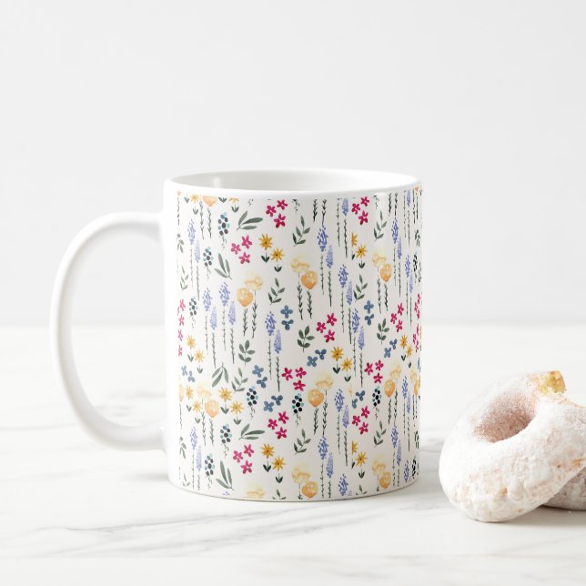 Flower Pattern Spring Floral Classic Coffee Mug (With Donut)