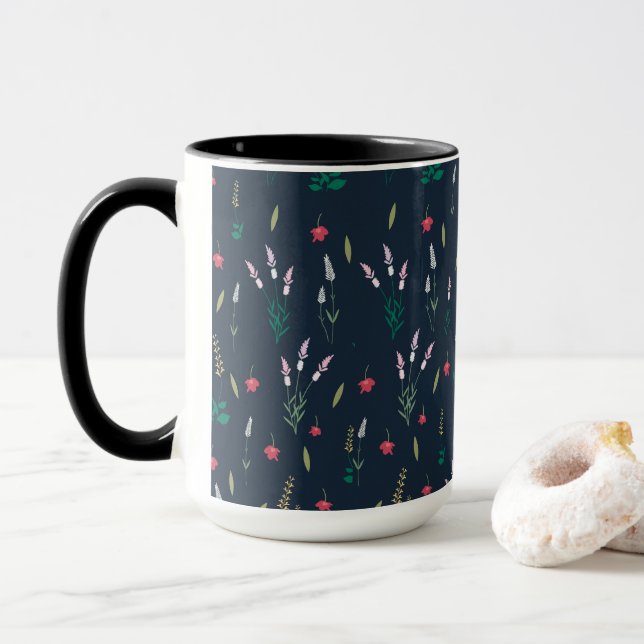 Flower Pattern Spring Floral Combo Mug (With Donut)