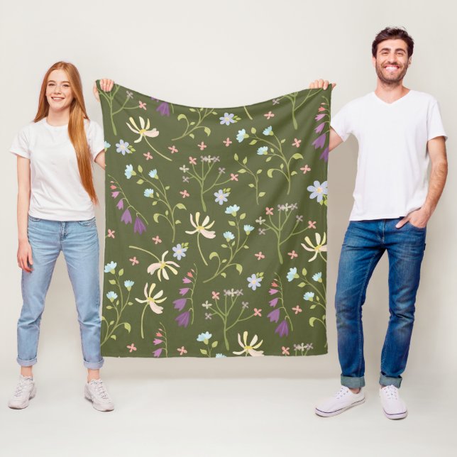 Flower Pattern Spring Floral Fleece Blanket (In Situ)