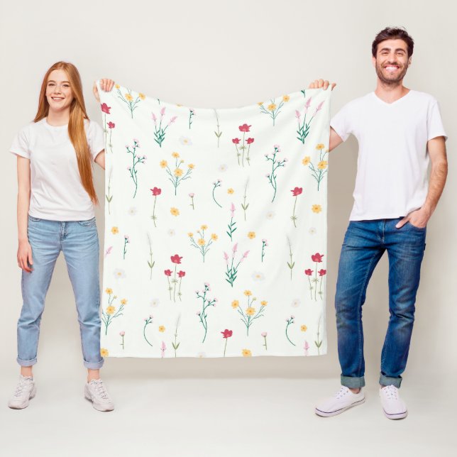 Flower Pattern Spring Floral Fleece Blanket (In Situ)