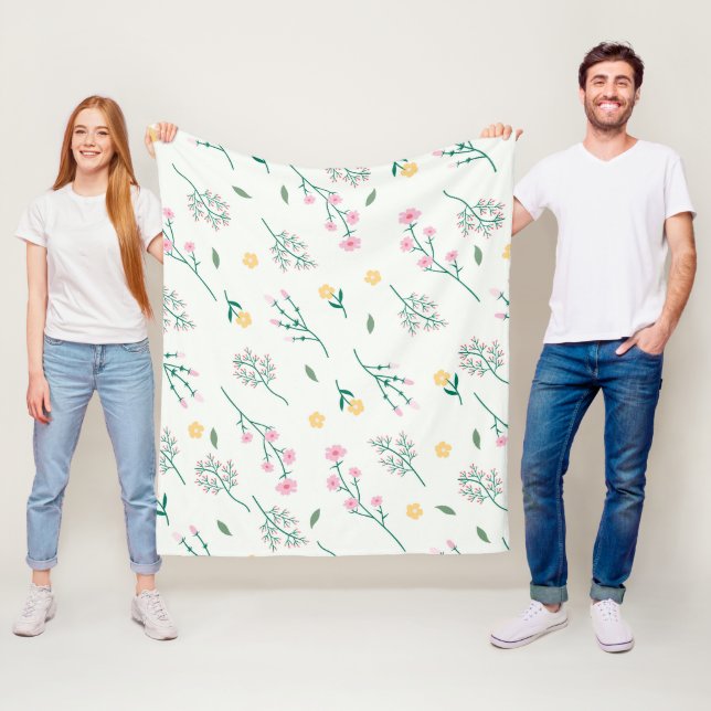 Flower Pattern Spring Floral Fleece Blanket (In Situ)