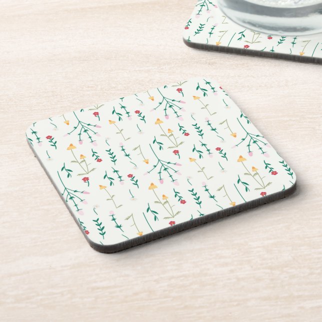 Flower Pattern Spring Floral Hard plastic Coaster (Left Side)