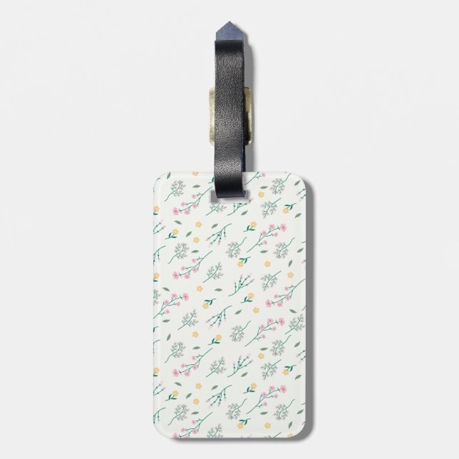 Flower Pattern Spring Floral Luggage Tag (Back Vertical)