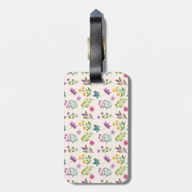 Flower Pattern Spring Floral Luggage Tag (Back Vertical)