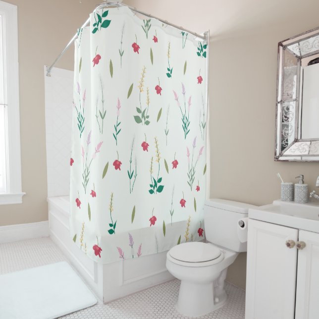 Flower Pattern Spring Floral Shower Curtain (In Situ)
