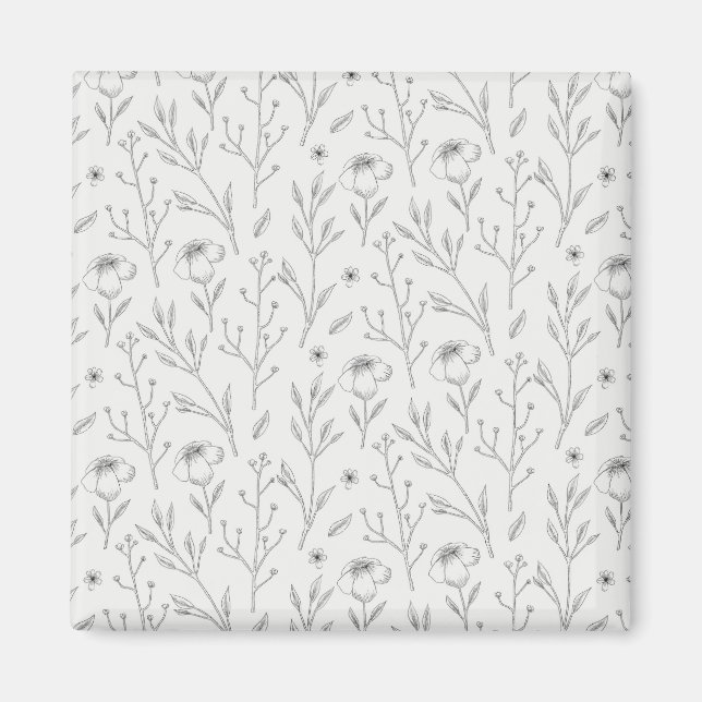 Flower Pattern Spring Floral Square Magnet (Front)