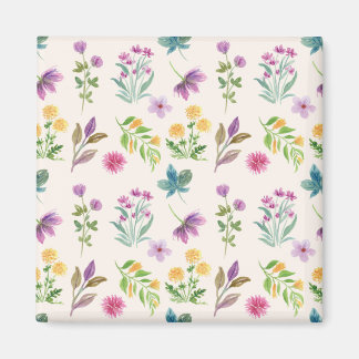 Flower Pattern Spring Floral Square Magnet