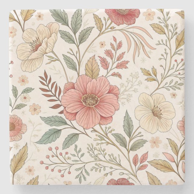 Flower Pattern  Stone Coaster (Front)
