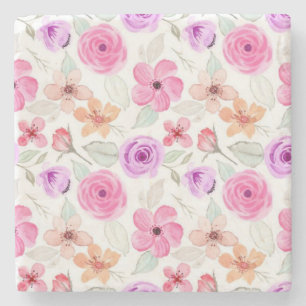 Flower pattern stone coaster
