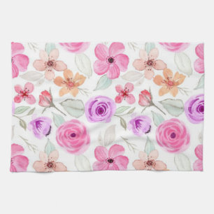 Flower pattern tea towel