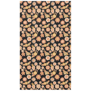 Flower pattern warm colour 11.wx4. Black BG Tablecloth