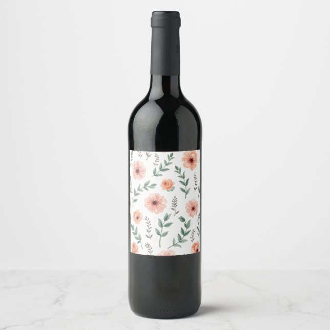 Flower pattern Wine Bottle Label (Front)