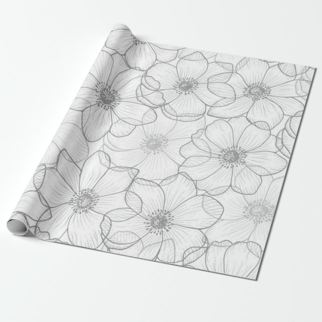 Flower pattern wrapping paper (Unrolled)