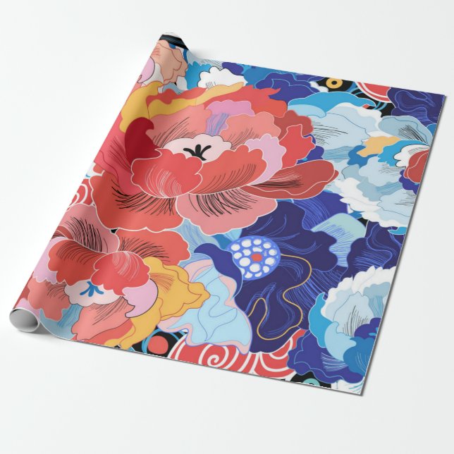 Flower pattern wrapping paper (Unrolled)