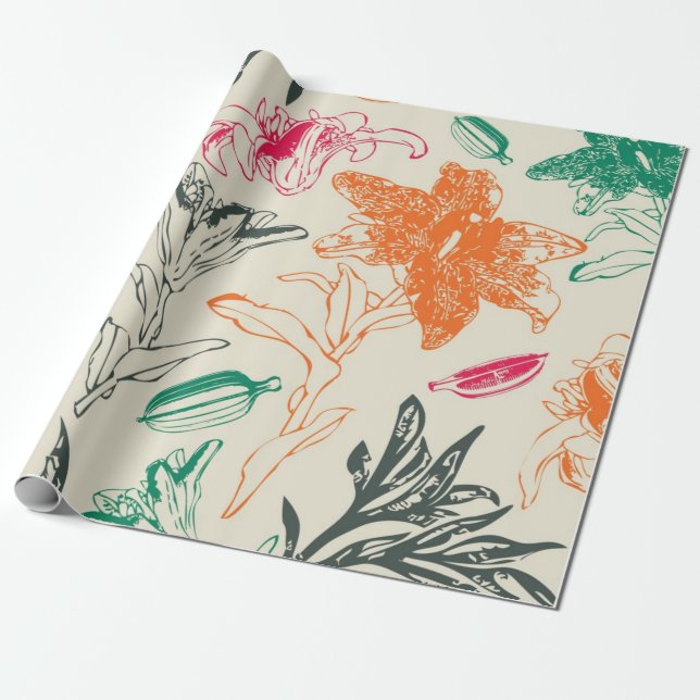 Flower pattern wrapping paper (Unrolled)
