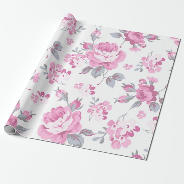 Flower pattern wrapping paper (Unrolled)