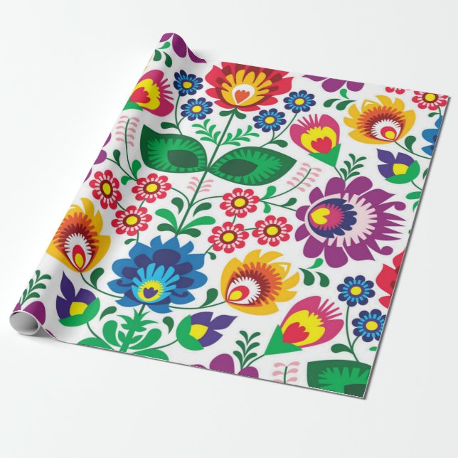 Flower pattern wrapping paper (Unrolled)