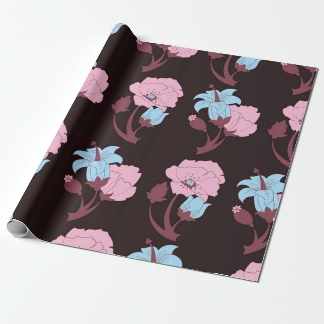 Flower pattern wrapping paper (Unrolled)