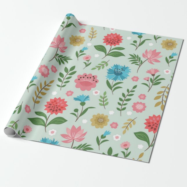 Flower pattern wrapping paper (Unrolled)