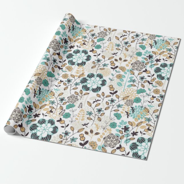 Flower pattern wrapping paper (Unrolled)