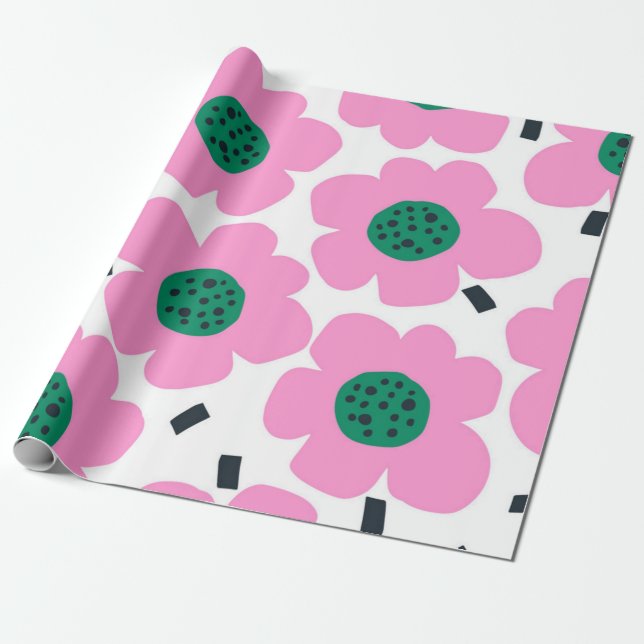 Flower pattern wrapping paper (Unrolled)