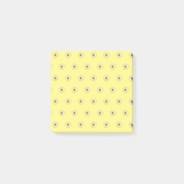 Flower Pattern Yellow Post-it Notes (Front)