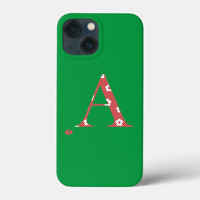 flower Patterned Letter A (red & dots) Case-Mate i iPhone Case (Back)