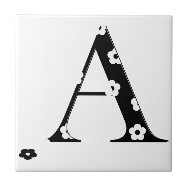 Flower Patterned Letter A Tile (Front)