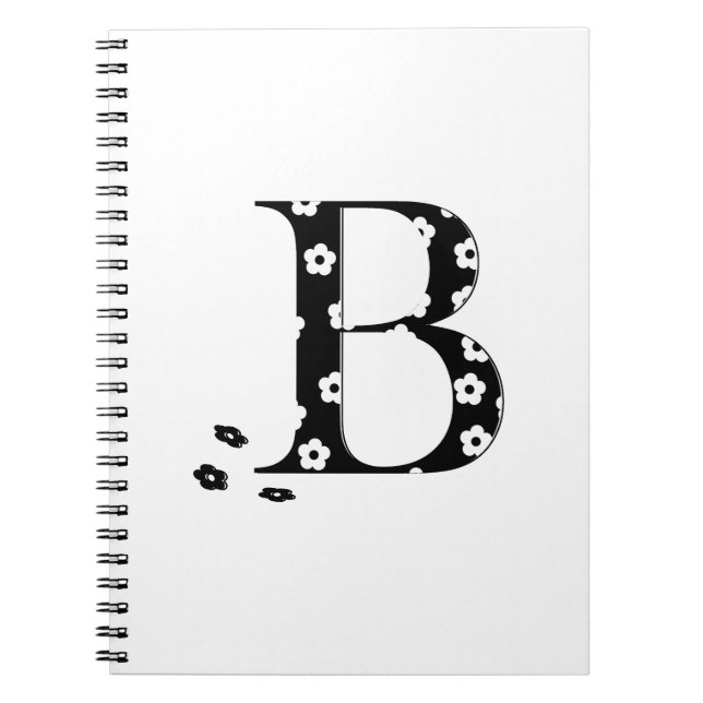 flower Patterned Letter B Notebook (Front)