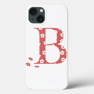 flower Patterned Letter B(red & dots) iPhone 13 Case