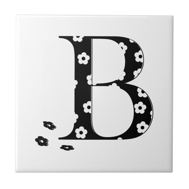 flower Patterned Letter B Tile (Front)