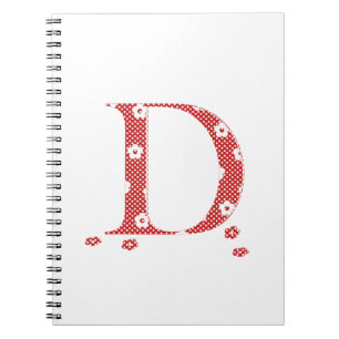 flower Patterned Letter D (red & dots) Notebook