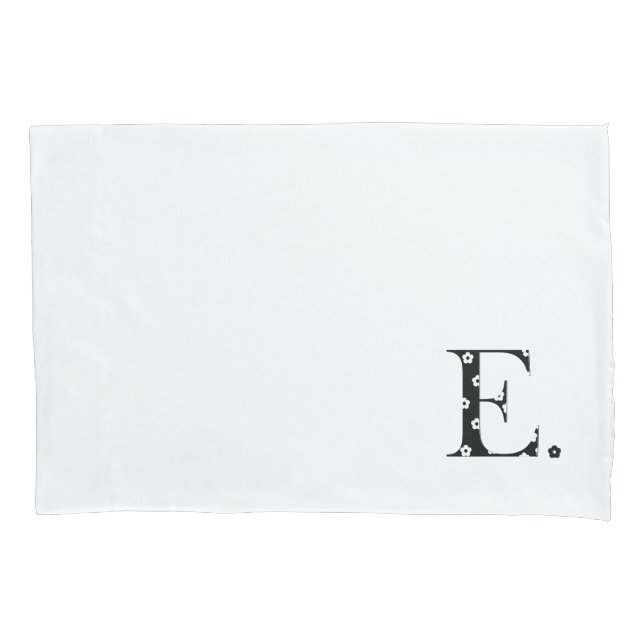 Flower Patterned Letter E Pillowcase (Front)