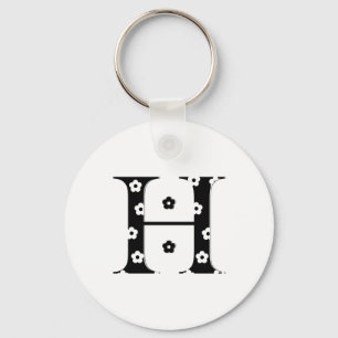 flower Patterned Letter H Key Ring