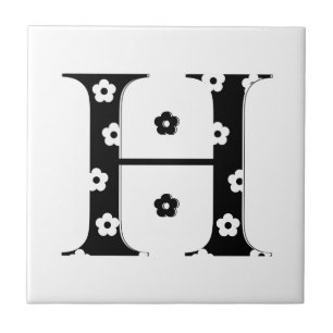 flower Patterned Letter H Tile