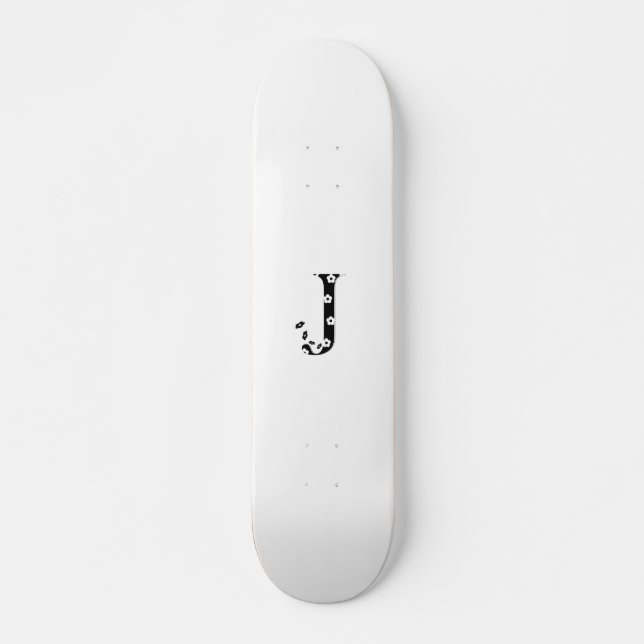 flower Patterned Letter J Skateboard (Front)