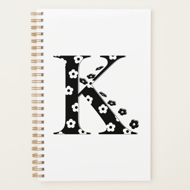 Flower Patterned Letter K Planner (Front)
